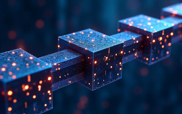 Blockchain-Struktur mit miteinander verbundenen Blöcken