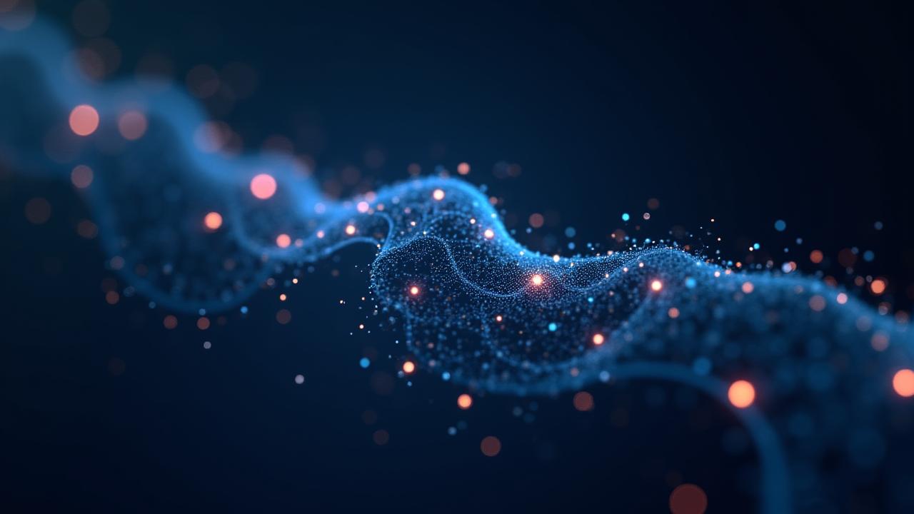 Abstrakte Darstellung eines neuronalen Netzwerks, digitale Verbindungen, Data Flow, KI-Technologie